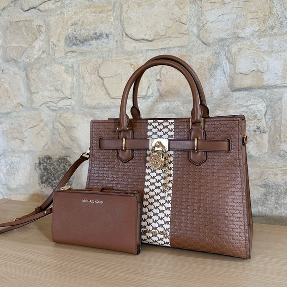 Michael Kors Hamilton medium leather lock key satchel&wallet Luggage NWT - Picture 2 of 12